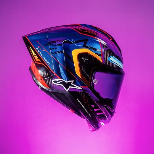 PŘILBA SUPERTECH R10 LIMITOVANÁ EDICE MARTINATOR JORGE MARTIN, ALPINESTARS (MODRÁ/FIALOVÁ/ČERVENÁ/ŽLUTÁ) 2025