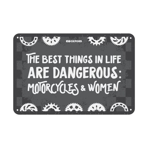 PLECHOVÁ CEDULE THE BEST THING IN LIFE, OXFORD (ŠEDÁ/BÍLÁ, ROZMĚR 30 X 20 CM)