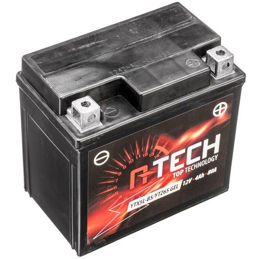 BATERIE 12V, YTX5L-BS/YTZ6S GEL, 4AH, 80A, BEZÚDRŽBOVÁ GEL TECHNOLOGIE 113X70X105, A-TECH (AKTIVOVANÁ VE VÝROBĚ)