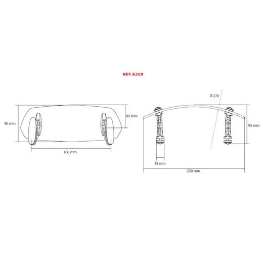 PŘÍDAVNÉ PLEXI NASTAVITELNÉ PUIG 6319W CLIP-ON PRŮHLEDNÝ