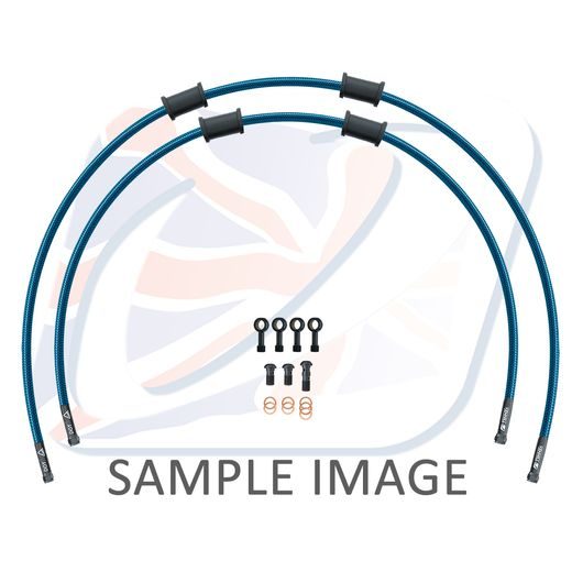 RACE HADICE PŘEDNÍ BRZDY SADA VENHILL POWERHOSEPLUS YAM-7005FB-TB (2 HADICE V SADĚ) PRŮHLEDNĚ MODRÉ HADICE, ČERNÉ KONCOVKY
