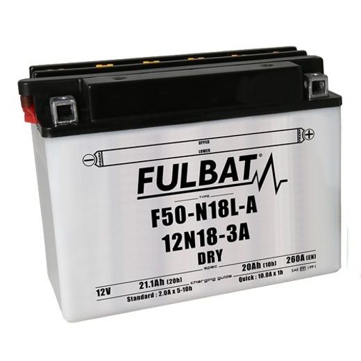 BATERIE 12V, Y50-N18L-A, 20AH, 260A, KONVENČNÍ 205X90X162, FULBAT (VČ. BALENÍ ELEKTROLYTU)