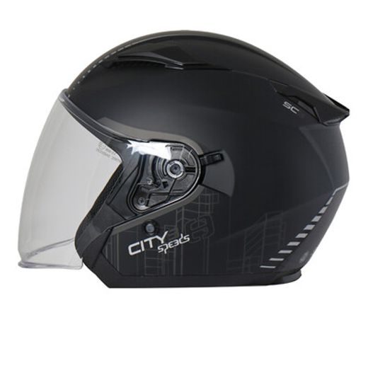 SPEEDS SKÚTROVÁ MOTO PŘILBA CITY III GRAPHIC BLACK/TITAN MATT