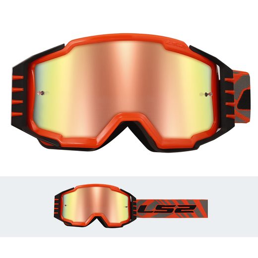 LS2 CHARGER PRO GOGGLE H-V ORANGE WITH IRIDIUM VISOR