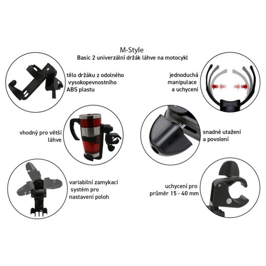 M-STYLE BASIC 2 UNIVERZÁLNÍ DRŽÁK LÁHVE NA MOTOCYKL