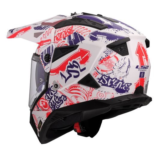 LS2 ENDURO MOTO PŘILBA MX702 PIONEER II FANTASY WHITE RED BLUE