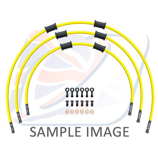 STANDARD HADICE PŘEDNÍ BRZDY SADA VENHILL POWERHOSEPLUS YAM-7006FB-YE (3 HADICE V SADĚ) ŽLUTÉ HADICE, ČERNÉ KONCOVKY