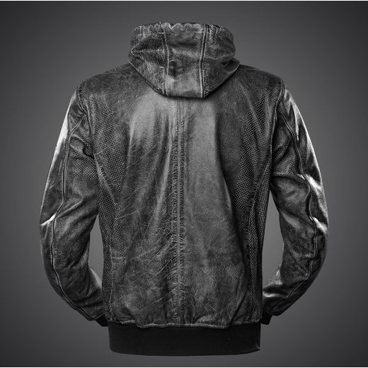 4SR PÁNSKÁ KOŽENÁ MOTO BUNDA HOODIE 
