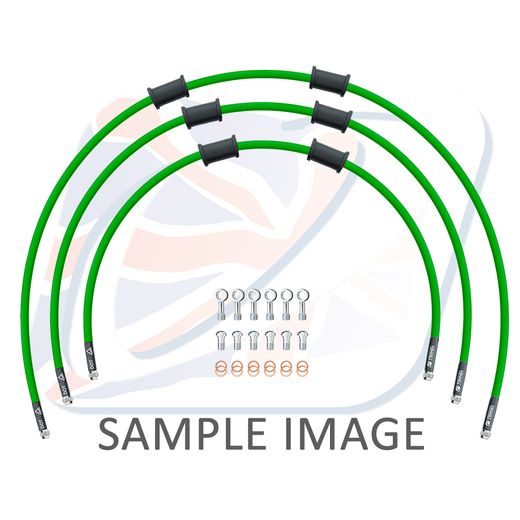 STANDARD HADICE PŘEDNÍ BRZDY SADA VENHILL POWERHOSEPLUS HON-7002F-GR (3 HADICE V SADĚ) ZELENÉ HADICE, CHROMOVÉ KONCOVKY