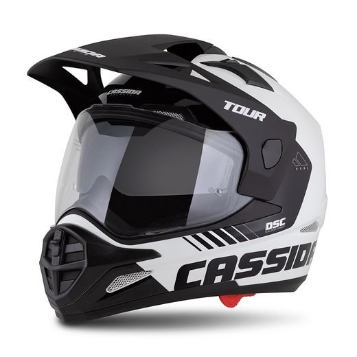 CASSIDA ENDURO MOTO PŘILBA TOUR 2.0 DUAL BÍLÁ ČERNÁ ČERNÝ MATNÝ KŠILT