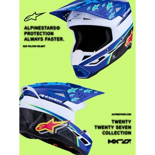 PŘILBA S-M3 FALCON, ALPINESTARS (MODRÁ/BÍLÁ/ČERNÁ/RŮŽOVÁ FLUO/ŽLUTÁ FLUO) 2027