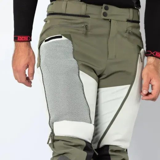 IXS PÁNSKÉ TEXTILNÍ MOTO KALHOTY VENTURE-AIR 1.0 SVĚTLE ŠEDÁ-OLIVOVÁ