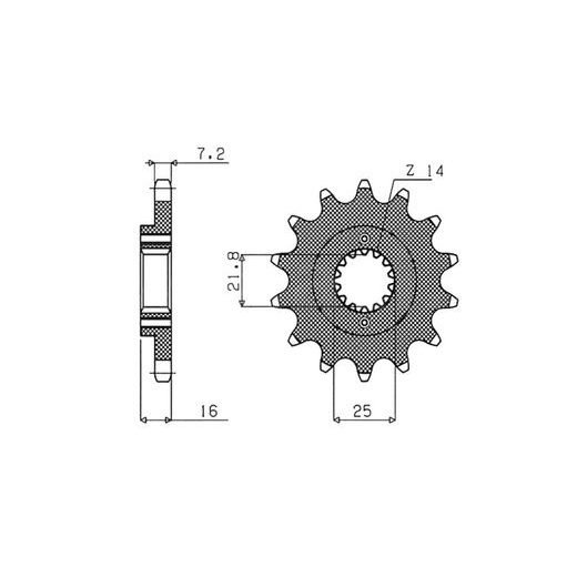 ŘETĚZOVÉ KOLEČKO PRO SEKUNDÁRNÍ ŘETĚZY TYPU 525, SUNSTAR (14 ZUBŮ)