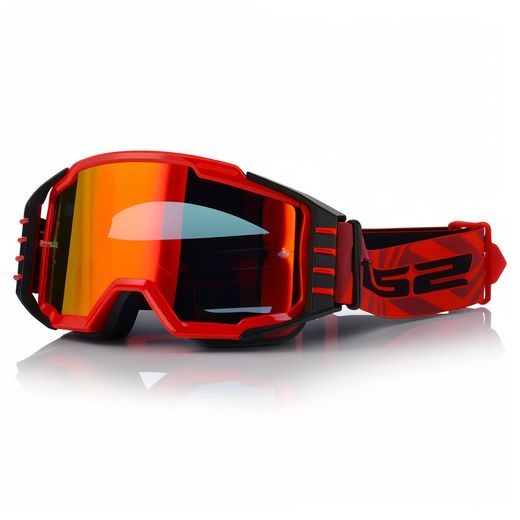 LS2 CHARGER PRO GOGGLE RED WITH IRIDIUM VISOR