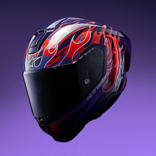 PŘILBA SUPERTECH R10 FLYTE LIMITOVANÁ EDICE JORGE MARTIN, ALPINESTARS (FIALOVÁ/ČERVENÁ) 2026