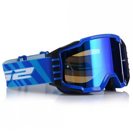 LS2 CHARGER PRO GOGGLE BLUE WITH IRIDIUM VISOR