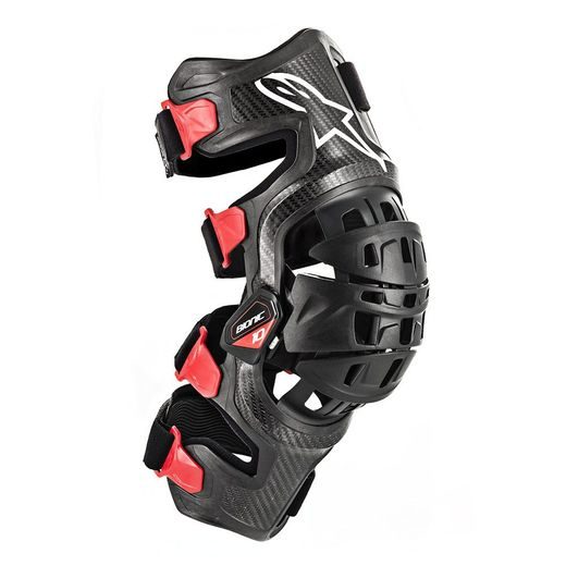ALPINESTARS KOLENNÍ ORTÉZY BIONIC-10 CARBON (ČERNÁ/ČERVENÁ, LEVÉ KOLENO)
