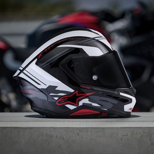 PŘILBA S-R7 A-CORE, ALPINESTARS (ČERNÁ/BÍLÁ/ČERVENÁ) 2026