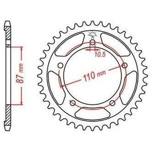 OCELOVÁ ROZETA PRO SEKUNDÁRNÍ ŘETĚZY TYPU 520, JT - ANGLIE (39 ZUBŮ)