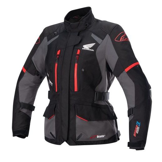 BUNDA STELLA ANDES DRYSTAR HONDA KOLEKCE, TECH-AIR 5 KOMPATIBILNÍ, ALPINESTARS (ČERNÁ/ŠEDÁ/ČERVENÁ) 2024