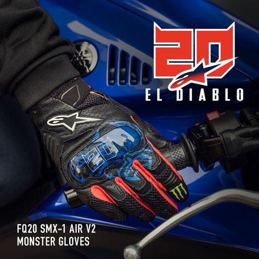 RUKAVICE SMX-1 AIR 2 MONSTER FQ20 KOLEKCE, ALPINESTARS (ČERNÁ/ČERVENÁ/MODRÁ/BÍLÁ/ZELENÁ) 2024