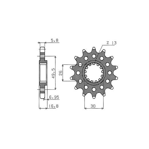 ŘETĚZOVÉ KOLEČKO PRO SEKUNDÁRNÍ ŘETĚZY TYPU 520, SUNSTAR (16 ZUBŮ)