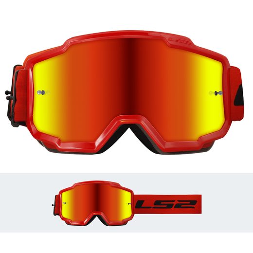 LS2 CHARGER GOGGLE RED WITH IRIDIUM VISOR