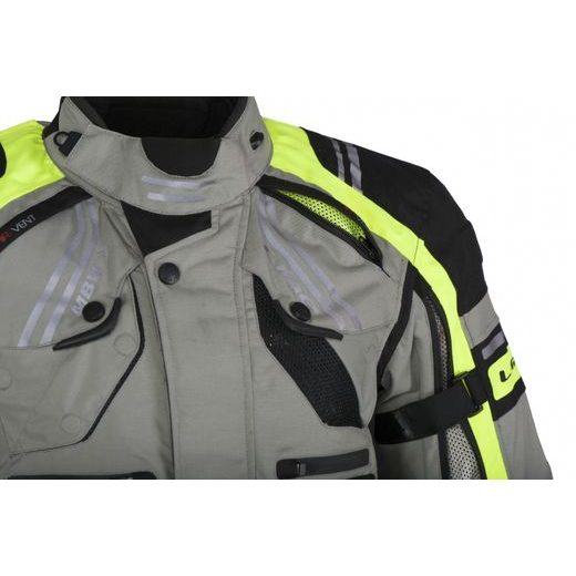 MBW PÁNSKÁ TEXTILNÍ MOTO BUNDA BUCK ČERNÁ ŠEDÁ ŽLUTÁ