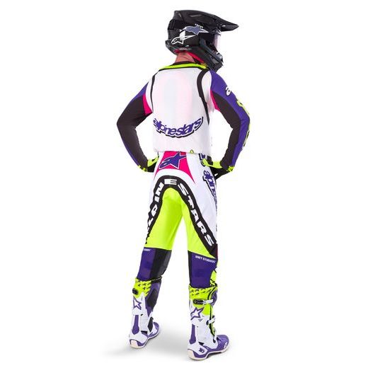 KALHOTY SUPERTECH LIMITOVANÁ EDICE DIRT STUDIOS, ALPINESTARS (BÍLÁ/FIALOVÁ/RŮŽOVÁ/ŽLUTÁ FLUO) 2025