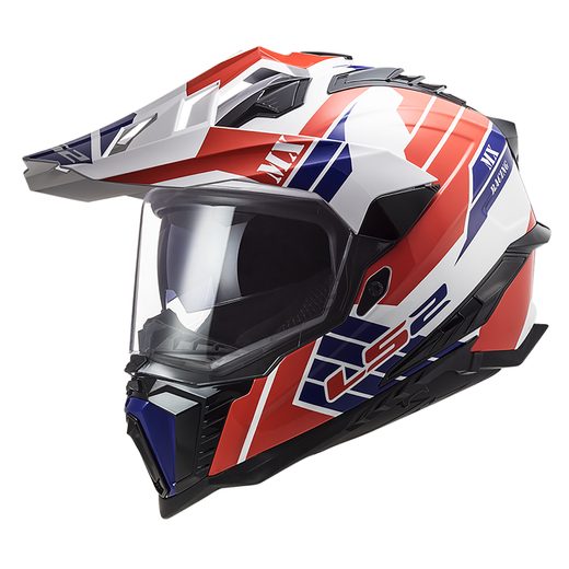 ENDURO HELMA LS2 MX701 EXPLORER ATLANTIS G.WHITE RED BLUE