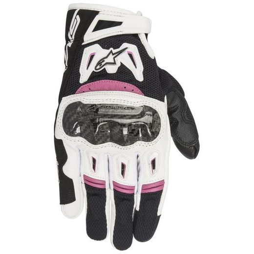 RUKAVICE STELLA SMX-2 AIR CARBON, ALPINESTARS, DÁMSKÉ (ČERNÉ/BÍLÉ/FIALOVÉ)