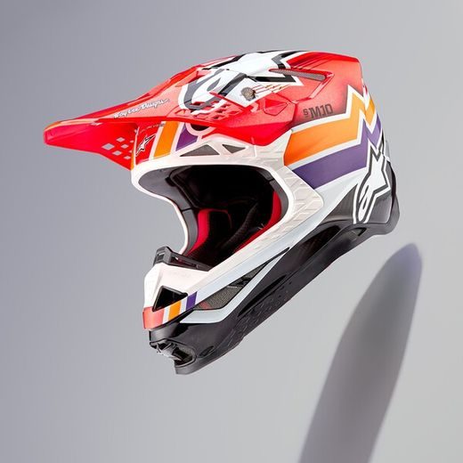PŘILBA ALPINESTARS SUPERTECH S-M10 EDICE TROY LEE DESIGNS (ORANŽOVÁ/ŽLUTÁ/FIALOVÁ/BÍLÁ/ČERNÁ) 2023