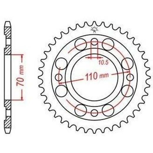 OCELOVÁ ROZETA PRO SEKUNDÁRNÍ ŘETĚZY TYPU 530, JT - ANGLIE (34 ZUBŮ)