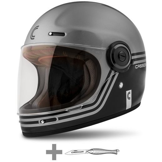PŘILBA CASSIDA FIBRE SUPER HOOLIGAN (ČERNÁ/METALICKÁ ŠEDÁ)