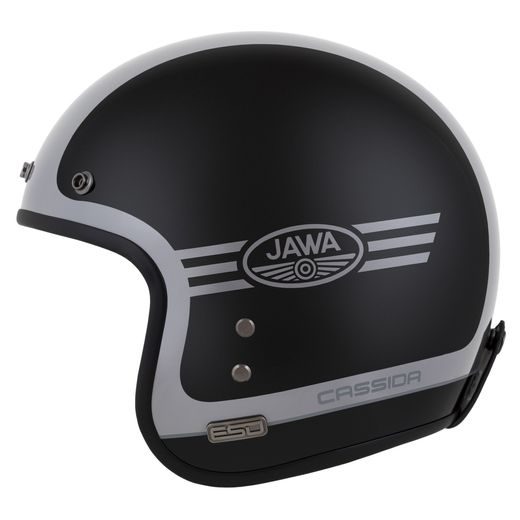 CASSIDA OTEVŘENÁ RETRO MOTO PŘILBA ESO JAWA PANEL ČERNÁ PERLEŤ ANTRACIT STŘÍBRNÁ