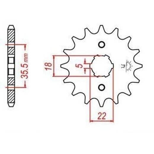 ŘETĚZOVÉ KOLEČKO PRO SEKUNDÁRNÍ ŘETĚZY TYPU 428, JT - ANGLIE (14 ZUBŮ)