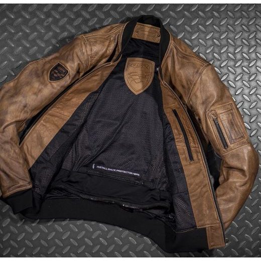 4SR PÁNSKÁ KOŽENÁ MOTO BUNDA BOMBER  HNĚDÁ 