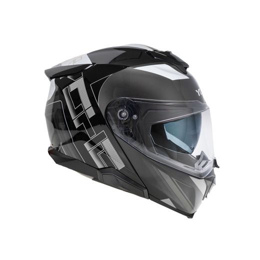 YOHE VÝKLOPNÁ MOTO PŘILBA 937 DOUBLE VISOR ČERNÁ ŠEDÁ