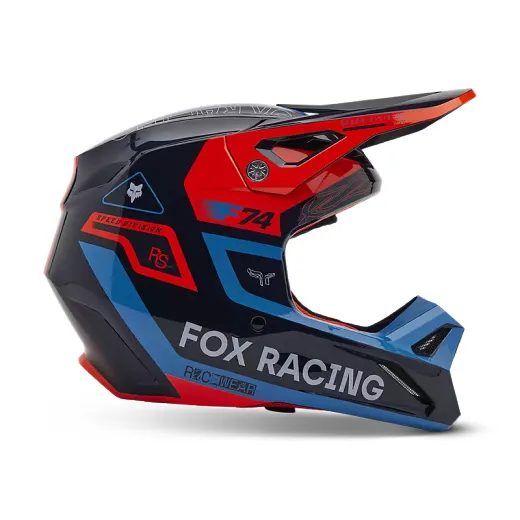 FOX MOTOKROSOVÁ PŘILBA V1 RACE SPEC HELMET ČERNÁ/FLUO ORANŽOVÁ, SVĚTLE MODRÁ