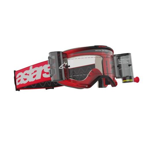 BRÝLE VISION 5 BLAZE ROLL-OFF WIDE VISION, ALPINESTARS (ČERVENÁ, ČIRÉ PLEXI A ROLL-OFF SYSTÉM) 2025