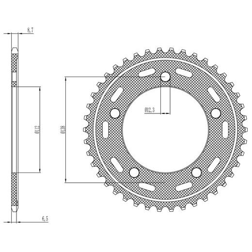 OCELOVÁ ROZETA PRO SEKUNDÁRNÍ ŘETĚZY TYPU 530, SUNSTAR (44 ZUBŮ)