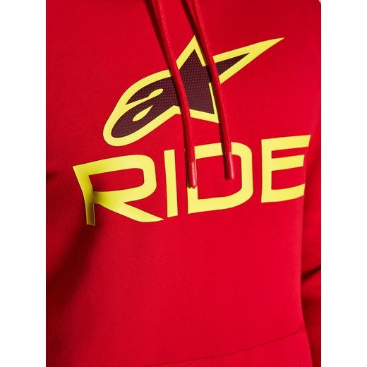 MIKINA RIDE HOODIE 3, ALPINESTARS (ČERVENÁ/ŽLUTÁ FLUO/ČERNÁ)