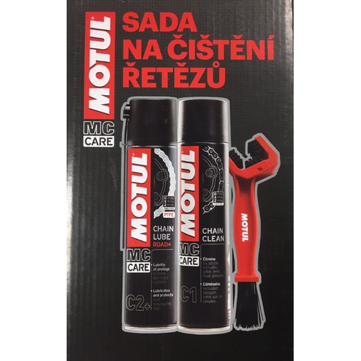 MOTUL CHAIN CLEAN C1 / LUBE ROAD C2+ + KARTÁČ, SADA 3KS AKCE