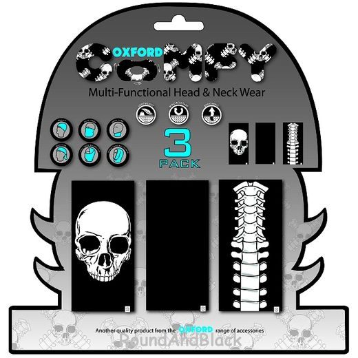 MULTIFUNKČNÍ ŠÁTKY - NÁKRČNÍKY COMFY, OXFORD (ČERNÁ VZOR, SADA 3 KS)