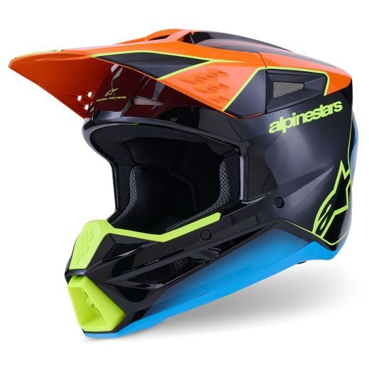PŘILBA S-M3 FRAY, ALPINESTARS (ČERNÁ/ORANŽOVÁ FLUO/ŽLUTÁ FLUO/TYRKYSOVÁ) 2026