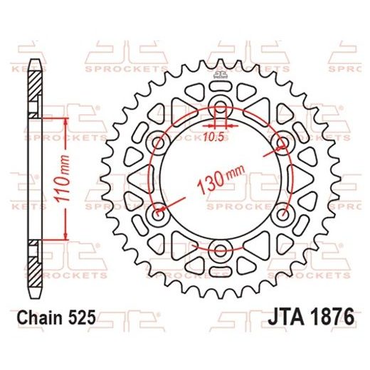 HLINÍKOVÁ ŘETĚZOVÁ ROZETA JT JTA 1876-45BLK 45 ZUBŮ, 525 ČERNÁ
