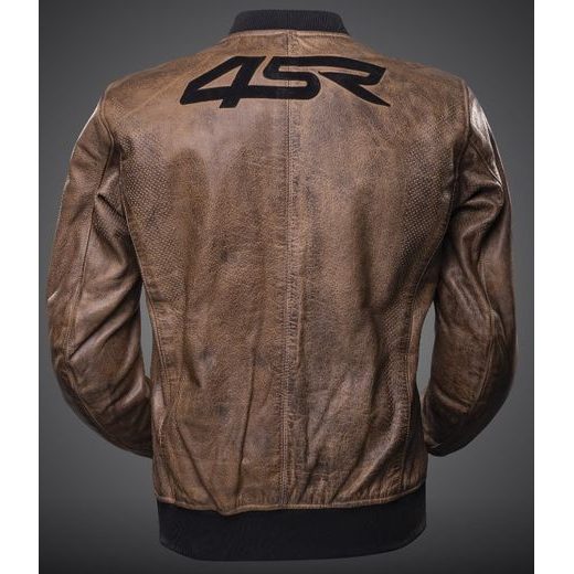 4SR PÁNSKÁ KOŽENÁ MOTO BUNDA BOMBER  HNĚDÁ 