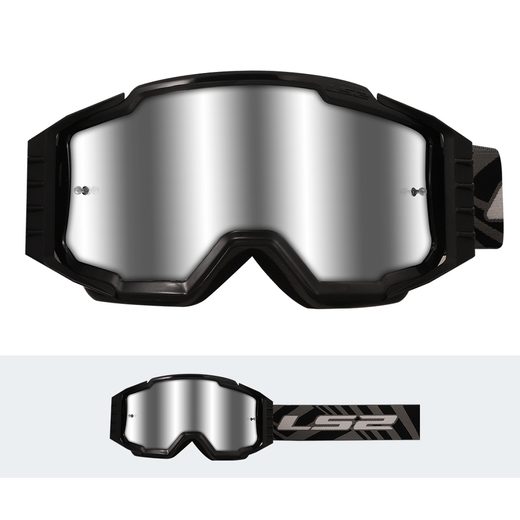 LS2 CHARGER PRO GOGGLE BLACK WITH SILVER VISOR