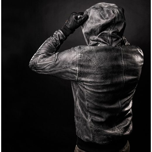 4SR PÁNSKÁ KOŽENÁ MOTO BUNDA HOODIE 
