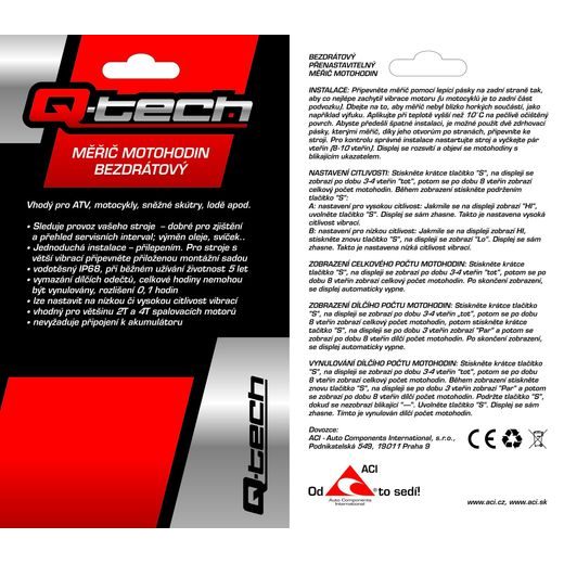 MĚŘIČ MOTOHODIN BEZDRÁTOVÝ S NULOVATELNÝM POČÍTADLEM, Q-TECH (ČERVENÝ)